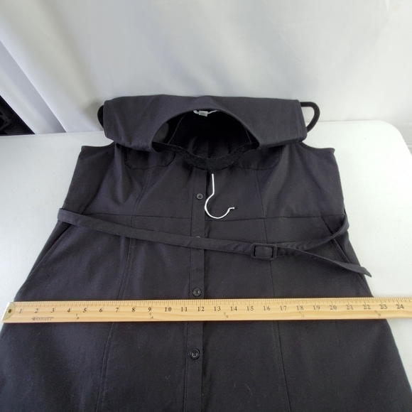 1901 Belted Twill Dress 16 Black Sleeveless Button Front with Pockets Preppy - Picture 10 of 14